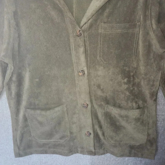 Lands End Corduroy Sport Chore Jacket Olive Green Button Down Size Medium - Picture 9 of 9